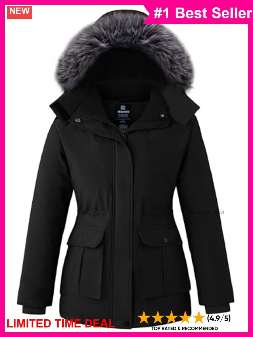 Women's Winter Puffer Parka Jacket Hooded Removable Fur Hood